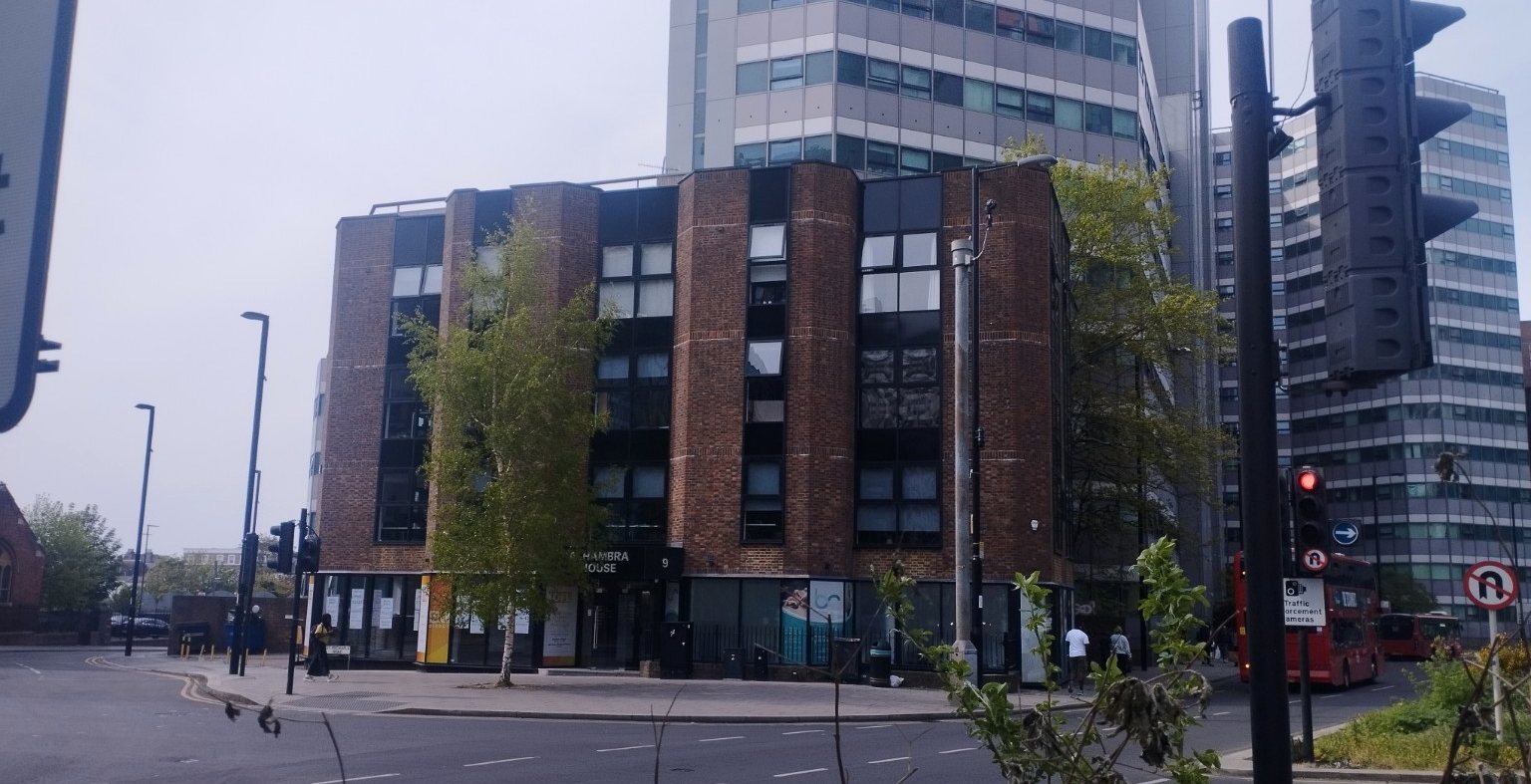 Alhambra House exterior in a London commercial setting