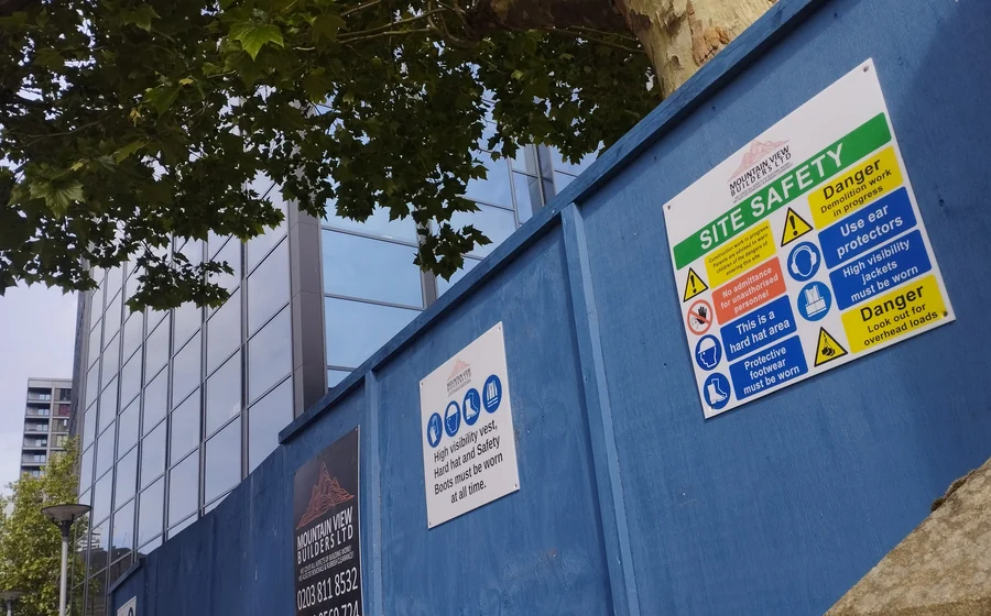 Site safety signage and project control area