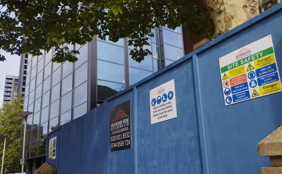 London site hoarding and external works under MVB control