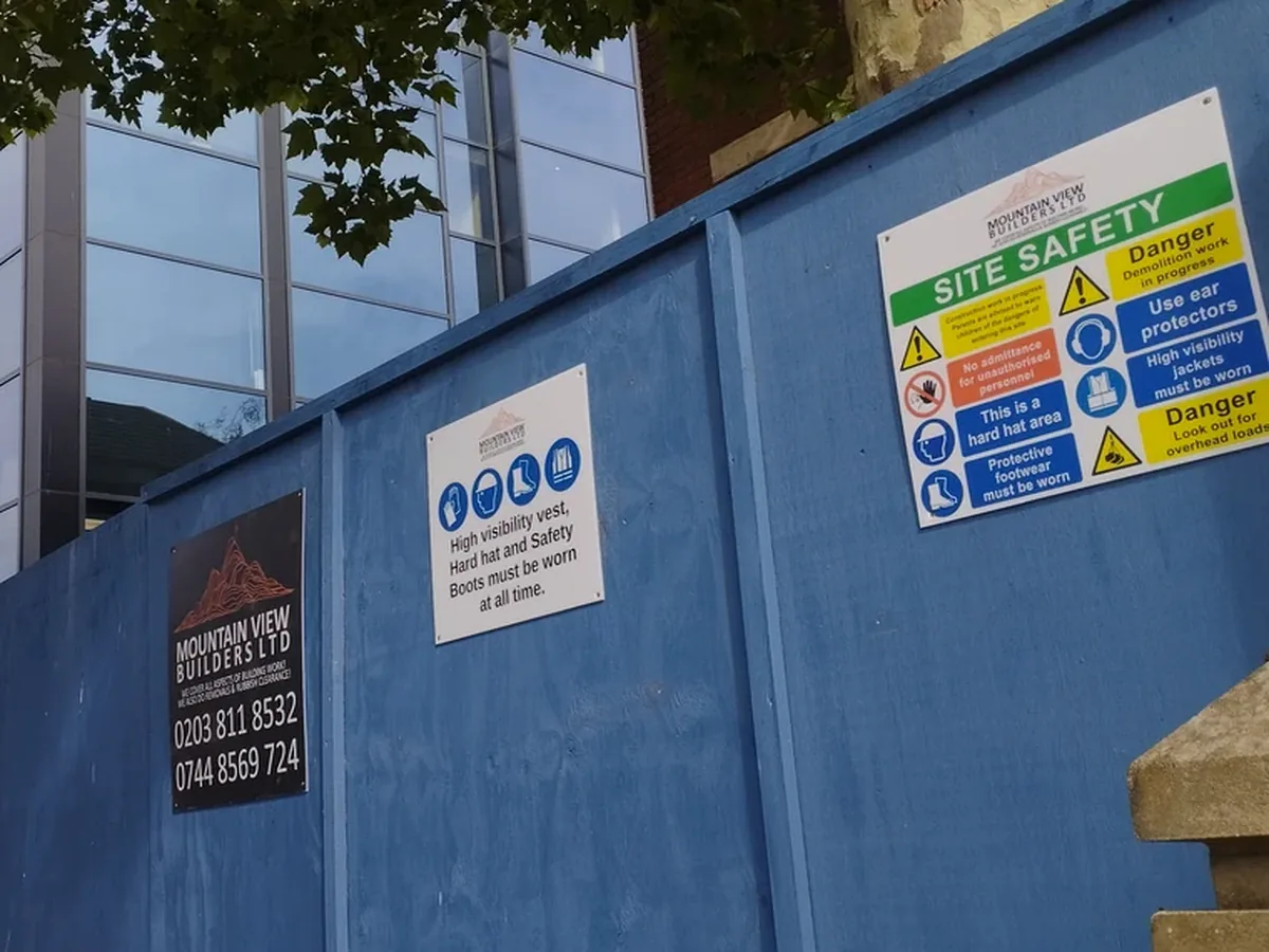 MVB branded site hoarding and safety controls